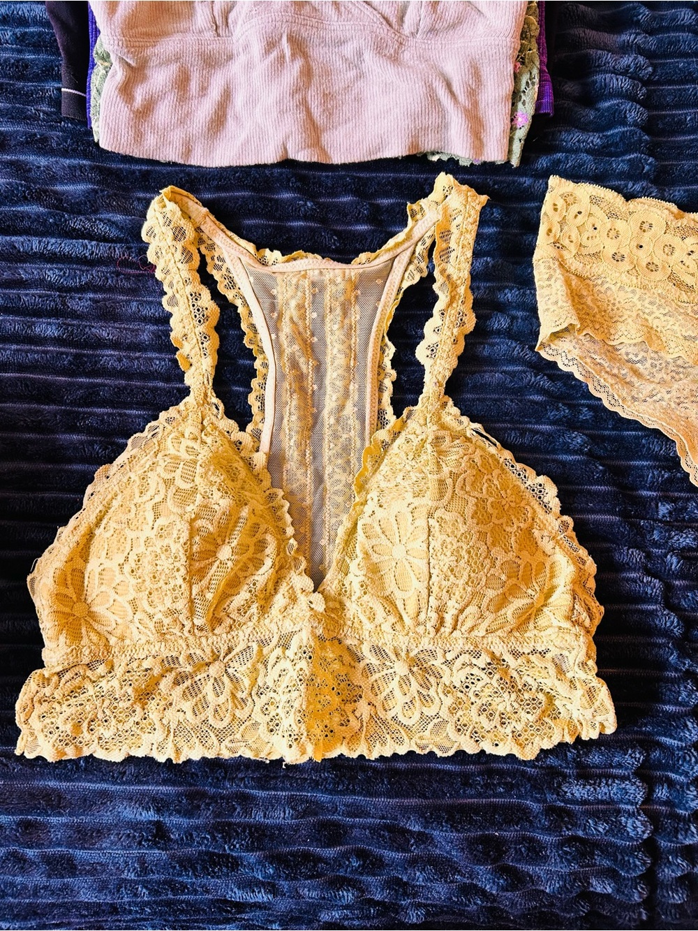 Women’s Lace Bralette - Yellow, Cream, Green, Purple, Black - Picture 13 of 16
